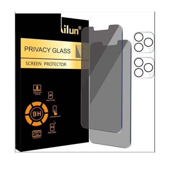 AILUN Privacy Glass Screen Protector (2 Pack) iPhone 13 Pro Max (NEW IN BOX) - Picture 1 of 4